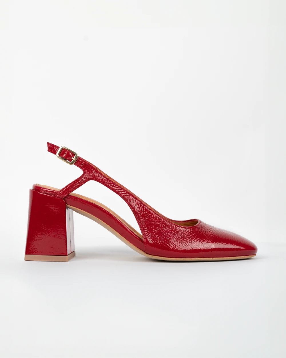 Les slingbacks escarpins en cuir vernis rouge à talon pour femmes. Confortables et élégantes