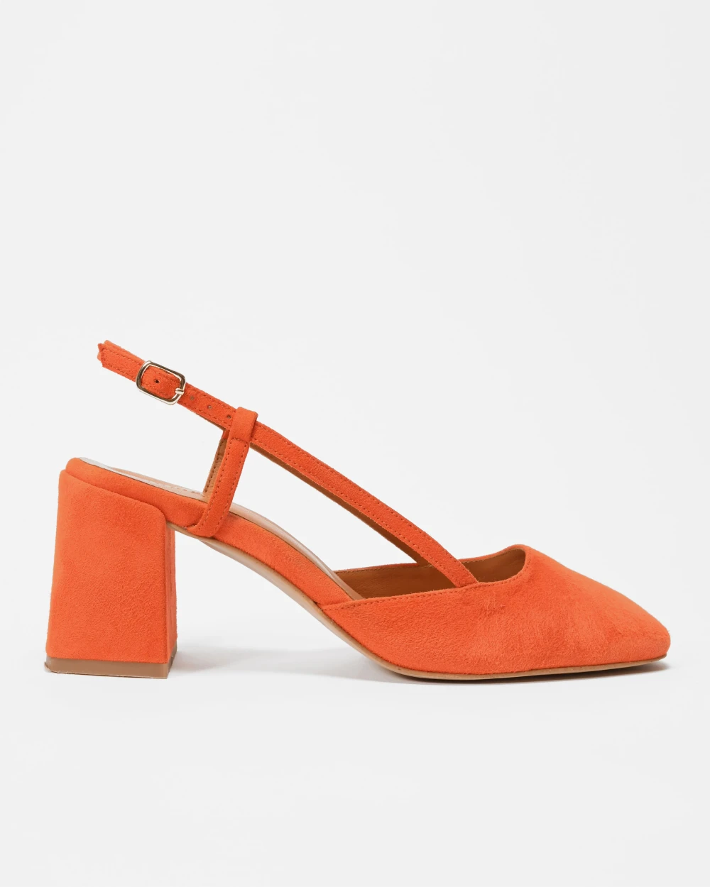Slingbacks escarpins cuir daim orange